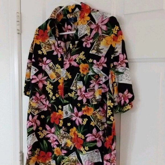 George Tropical Hawaiian Button Up Shirt Men's Lg 42-44 Short Sleeve 100% Rayon - Picture 3 of 6